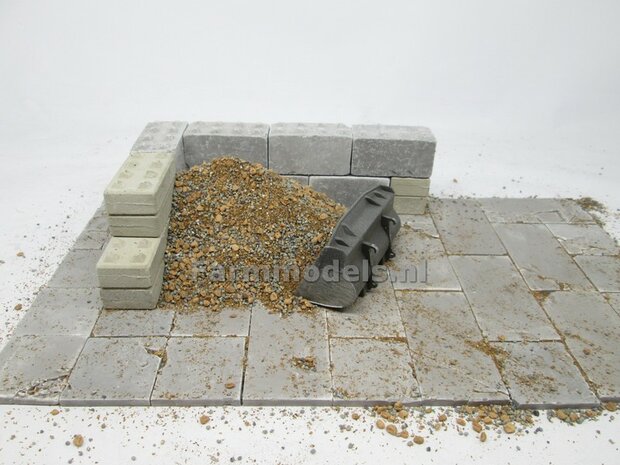 20x Beton platen, afm. 35mm x 35mm x 4 mm hoog Beton Grijs, zeer gedetaileerd 1:32 (23389) Juweela                         