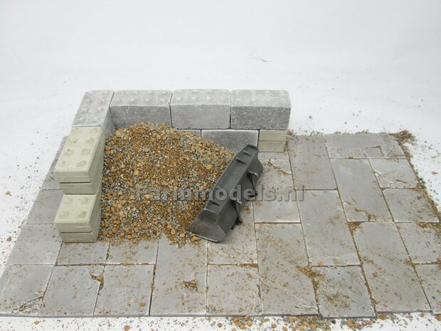 20x Beton platen, afm. 35mm x 35mm x 4 mm hoog Beton Grijs, zeer gedetaileerd 1:32 (23389) Juweela                         