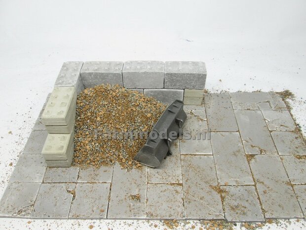 20x Beton platen, afm. 35mm x 35mm x 4 mm hoog Beton Grijs, zeer gedetaileerd 1:32 (23389) Juweela                         