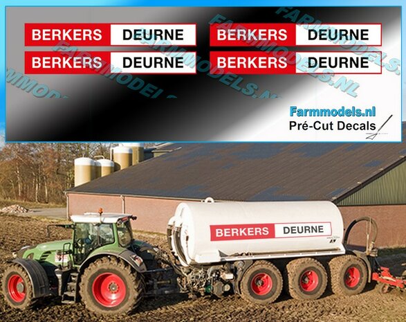 4x BERKERS DEURNE (new logo) stickers 5mm hoog Pr&eacute;-Cut Decals 1:32 Farmmodels.nl 