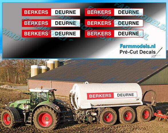 6x BERKERS DEURNE (new logo) stickers 4mm hoog Pr&eacute;-Cut Decals 1:32 Farmmodels.nl 