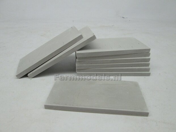 9x Staalbetonplaten, afm. 70 x 35mm, voorzien van betonstaal kern, event. ook als stelcon- of grondplaten te gebruiken Beton Grijs 1:32  Juweela 20030                        