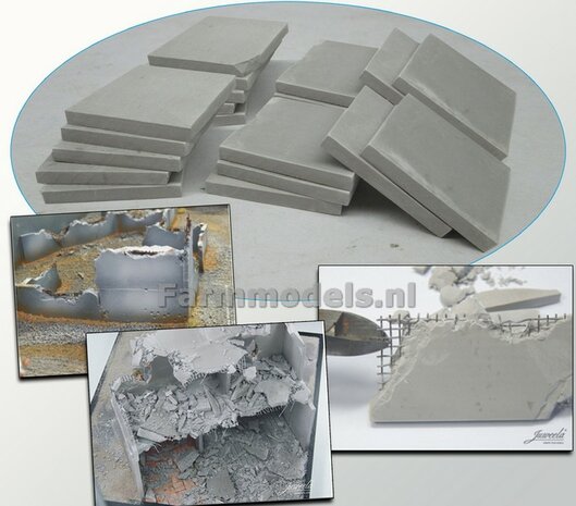 20x Staalbetonplaten, afm. 35 x 35mm, voorzien van betonstaal kern, event. ook als stelcon- of grondplaten te gebruiken Beton Grijs 1:32  Juweela 20033                     