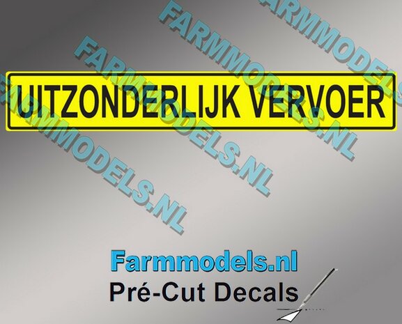 1x UITZONDERLIJK VERVOER sticker 14 mm hoog Pr&eacute;-Cut Decals 1:32 Farmmodels.nl