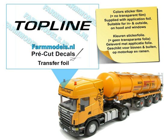 TOPLINE uit ZWARTE FOLIE (Transferfolie) gesneden, 5.5 mm x 46 mm sticker via applicatie folie aan te brengen