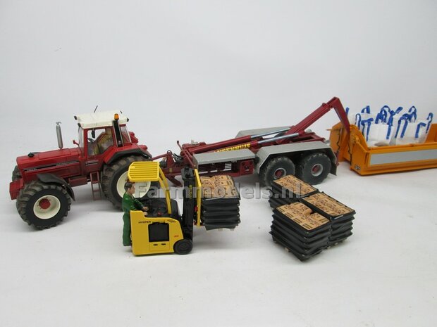 Aluminium Vooras velgen + bredere banden, geschikt voor de WIKING Case &amp; IH 1255 / 1455  (Massieve Aluminium velgen) 1:32            