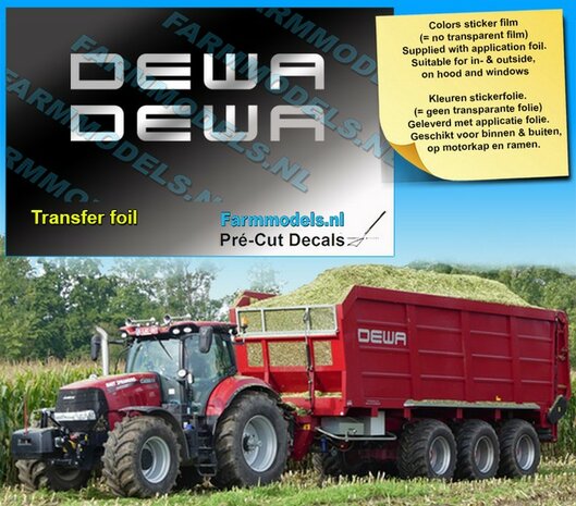 2x DEWA (new logo) 7 mm x 50.16 mm ZILVERGRIJZE FOLIE (Transferfolie),  voorgesneden sticker via applicatie folie aan te brengen  1:32  Farmmodels.nl