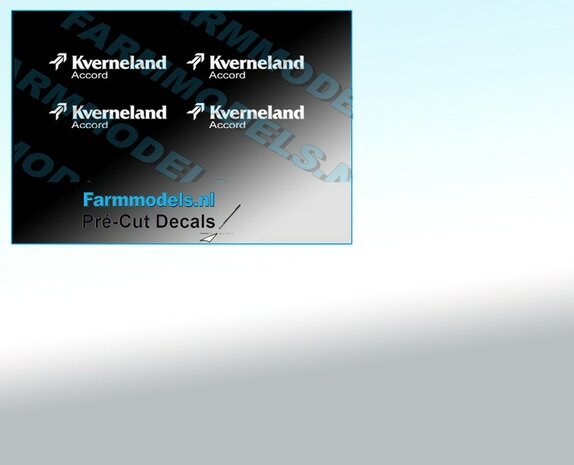4x Kverneland Accord logo 4mm hoog WIT op Transparant Pr&eacute;-Cut Decals 1:32 Farmmodels.nl