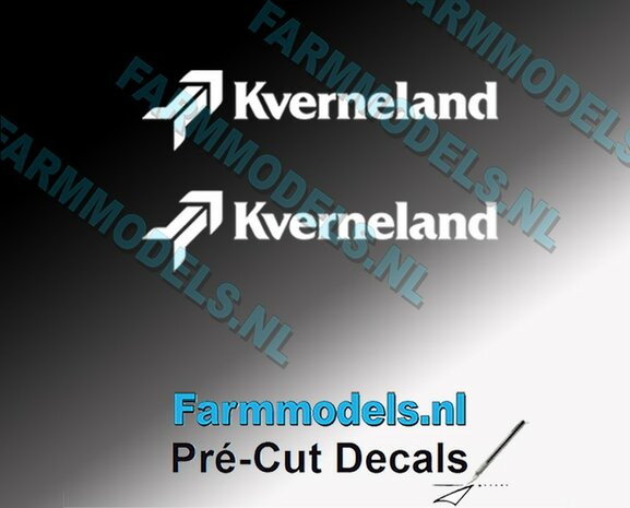 2x Kverneland logo 7mm hoog WIT op Transparant Pr&eacute;-Cut Decals 1:32 Farmmodels.nl