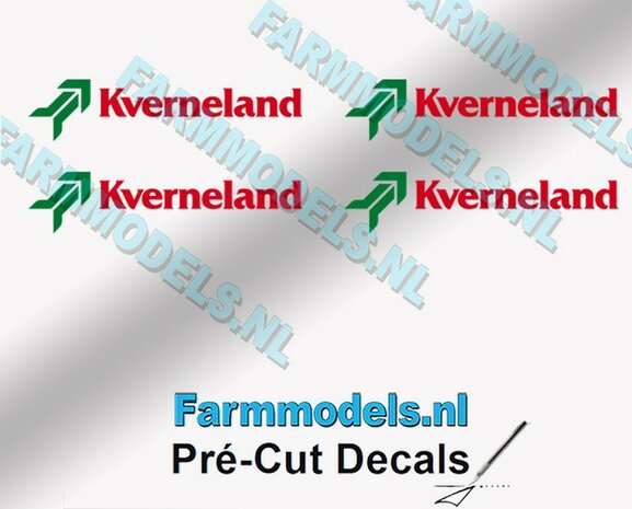 4x Kverneland logo 5mm hoog ROOD/ GROEN op Transparant Pr&eacute;-Cut Decals 1:32 Farmmodels.nl