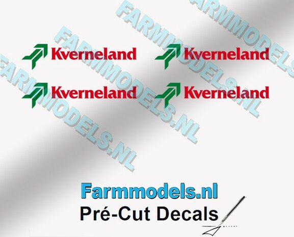 4x Kverneland logo 4mm hoog ROOD/ GROEN op Transparant Pr&eacute;-Cut Decals 1:32 Farmmodels.nl