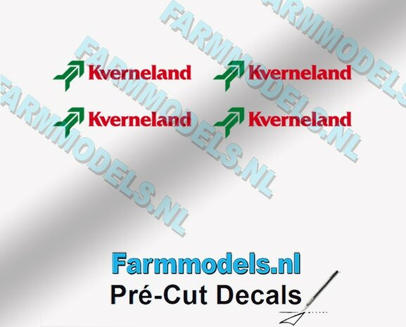 4x Kverneland logo 3mm hoog ROOD/ GROEN op Transparant Pr&eacute;-Cut Decals 1:32 Farmmodels.nl