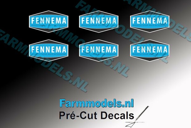6x FENNEMA logo stickers 25 mm breed  Pr&eacute;-Cut Decals 1:32 Farmmodels.nl 