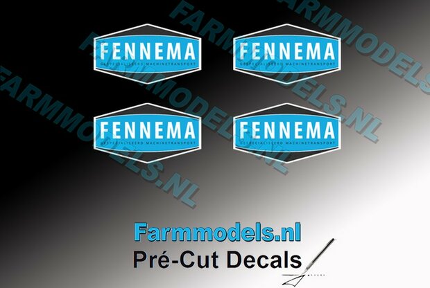 4x FENNEMA logo stickers 40 mm breed  Pr&eacute;-Cut Decals 1:32 Farmmodels.nl 