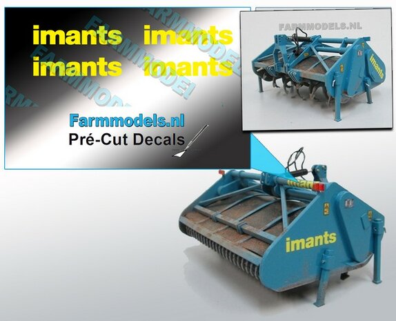 imants logo fel geel stickers op Transparant 5mm hoog Pr&eacute;-Cut Decals 1:32 Farmmodels.nl 