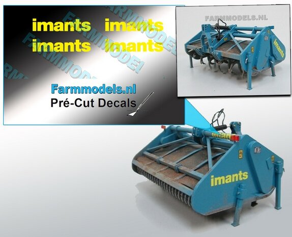 imants logo fel geel stickers op Transparant 4mm hoog Pr&eacute;-Cut Decals 1:32 Farmmodels.nl 