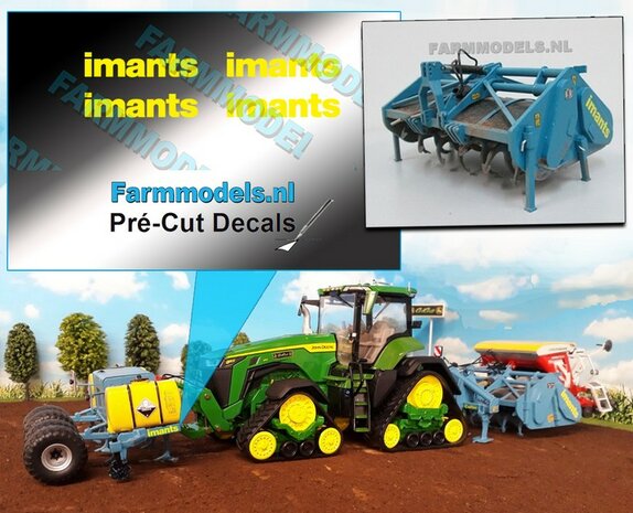 imants logo fel geel stickers op Transparant 3mm hoog Pr&eacute;-Cut Decals 1:32 Farmmodels.nl 