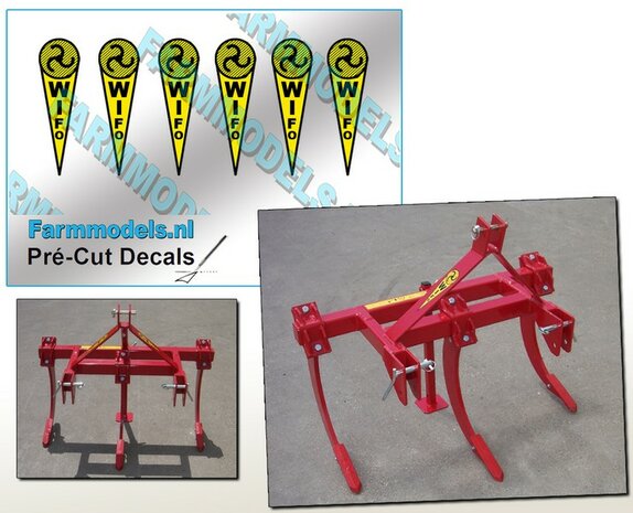 6x Wifo logo RECHTOPSTAAND (incl. strepen in cirkel) 4 mm x 13.9 mm stickers/ Pr&eacute;-Cut Decals 1:32 Farmmodels.nl 