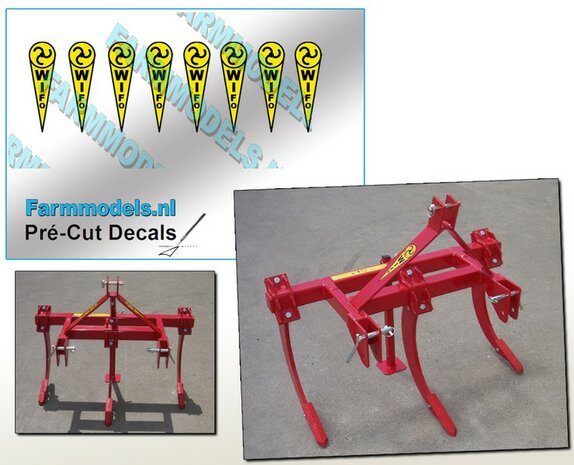8x Wifo logo RECHTOPSTAAND (zonder strepen in cirkel) 2.5 mm x 8.7 mm stickers/ Pr&eacute;-Cut Decals 1:32 Farmmodels.nl 