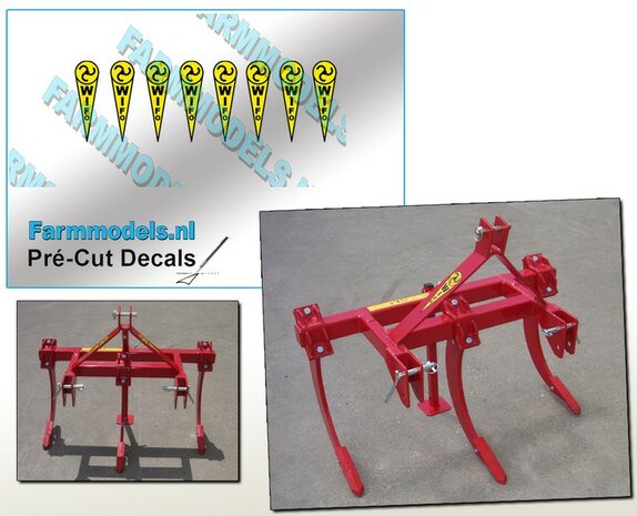 8x Wifo logo RECHTOPSTAAND (zonder strepen in cirkel) 1.9 mm x 6.6 mm stickers/ Pr&eacute;-Cut Decals 1:32 Farmmodels.nl 