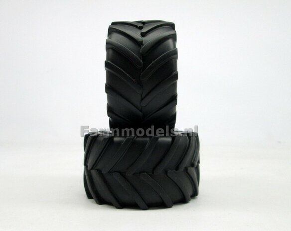 2x Michelin 1050 Band Groot oprek &Oslash;  61.5 mm o.a. voor Fendt 724 UH / Schuco, 1:32               