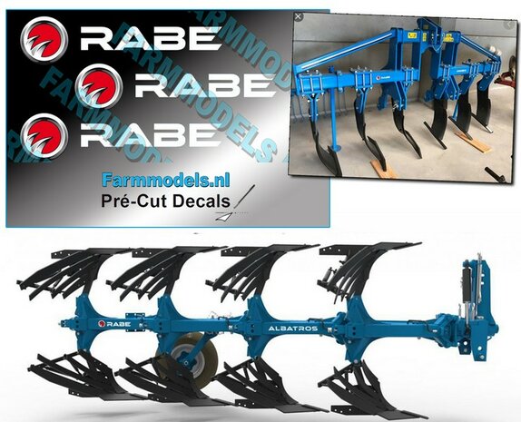 3x RABE (nieuwe logo) op transparante stickerfolie 6 mm hoog per afbeelding Pr&eacute;-Cut Decals 1:32 Farmmodels.nl