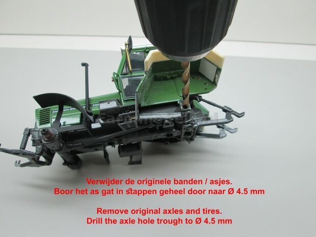 Aluminium achteras velgen met extra brede achteras banden Fendt 615/ 612 Weise Toys + &Oslash;3 mm as + U-profile 1:32   