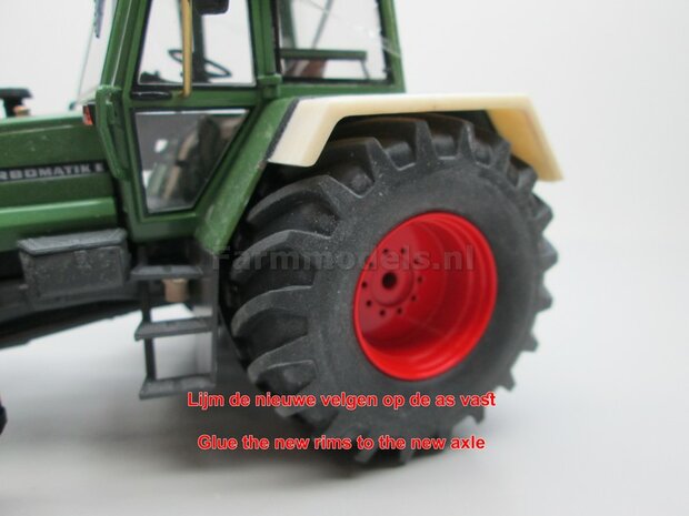 &Oslash; 58 x 28 mm: FENDT 612- 615 WeiseToys: 2x Brede banden + ALUMINIUM velgen BLANK &Oslash;3 mm as + U-profiel geleverd 1:32 Farmmodels Custom Line Series   