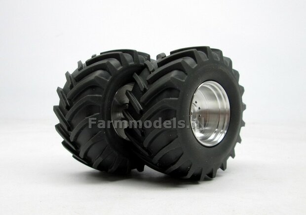 &Oslash; 58 x 28 mm: FENDT 612- 615 WeiseToys: 2x Brede banden + ALUMINIUM velgen BLANK &Oslash;3 mm as + U-profiel geleverd 1:32 Farmmodels Custom Line Series   