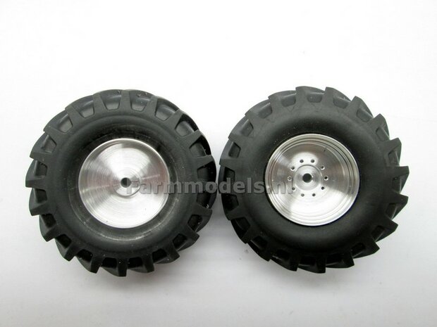 &Oslash; 58 x 28 mm: FENDT 612- 615 WeiseToys: 2x Brede banden + ALUMINIUM velgen BLANK &Oslash;3 mm as + U-profiel geleverd 1:32 Farmmodels Custom Line Series   