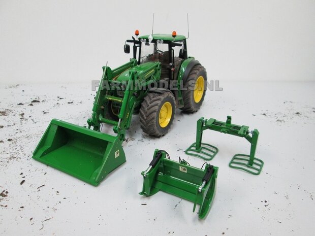 John Deere kleur Frontladerset A : Bak, Balen- en Bomenklem Bressel und Lade  1:32 Wiking WK77381   NB2B   MEGA SALE