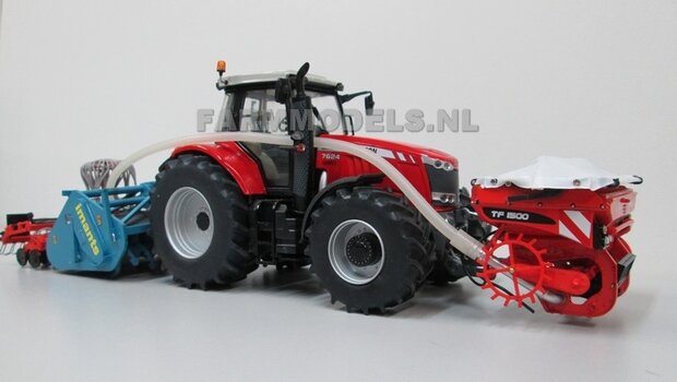 485. Massey Ferguson 7624 met Imants spitter en Kuhn zaaicombinatie, op brede sloffen 1:32