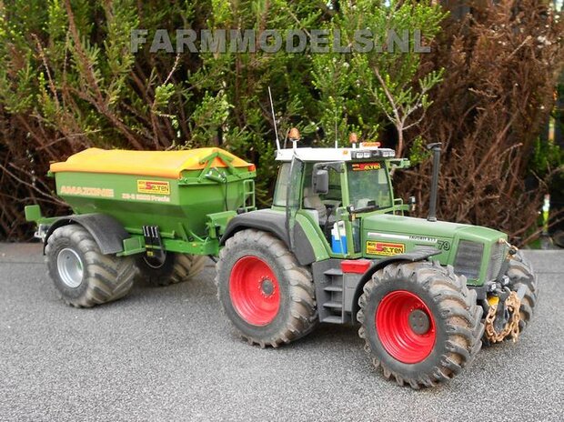 145. Agri Service Selten volop bezig met strooien van Kalk en kunstmest met Amazone strooiers