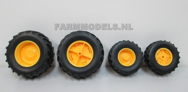 John Deere 6210 vooras &Oslash; 51.5 mm/ achteras &Oslash; 67 mm, bandenset met velgen en velg platen 1:32