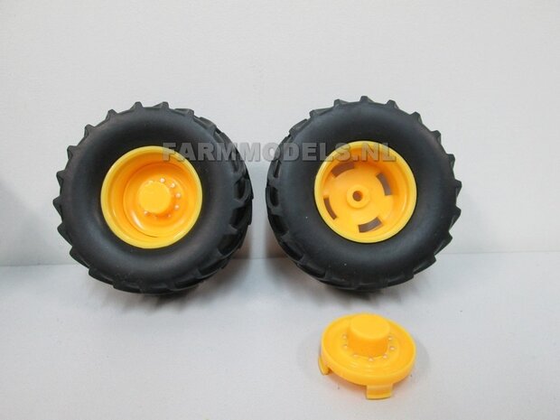 John Deere 6210 vooras &Oslash; 51.5 mm/ achteras &Oslash; 67 mm, bandenset met velgen en velg platen 1:32