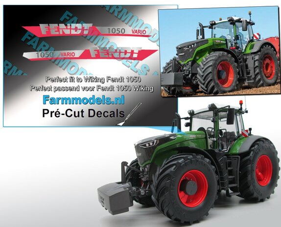 FENDT 1050 VARIO Gen. VI type + Vario logo stickers voor Wiking 1050 model Pr&eacute;-Cut Decals Type logo Pr&eacute;-Cut Decals gemaakt op zilverfolie!! 1:32 Farmmodels.nl 