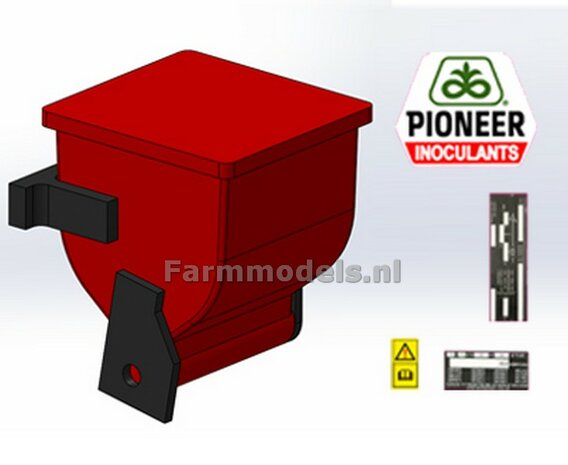 Pioneer Inoculants Bak / verdeler, incl. Pr&eacute;-cut Decal setje PIONEER + 2x chassis/ doseer stickers  BOUWKIT 1:32 NEW VERSION                