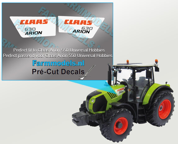 CLAAS ARION 630 type stickers voor CLAAS ARION WIKING motorkap Pr&eacute;-Cut Decals 1:32 Farmmodels.nl 