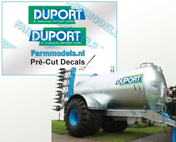 DUPORT Nieuwe logo 12 mm hoog stickers/ Pr&eacute;-Cut Decals 1:32 Farmmodels.nl 