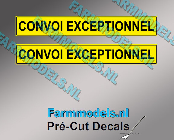 2x Convoi Exceptionnel sticker 84,3 x 12 mm Pr&eacute;-Cut Decals 1:32 Farmmodels.nl