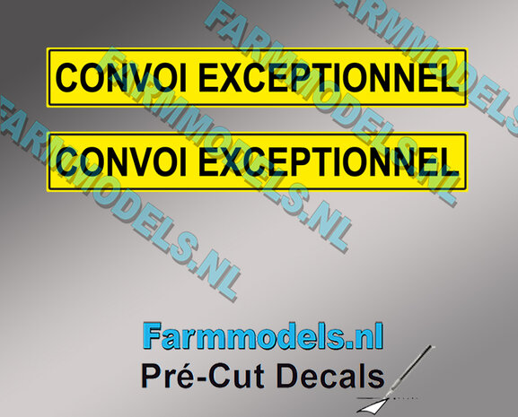 2x Convoi Exceptionnel sticker 54 x 8 mm Pr&eacute;-Cut Decals 1:32 Farmmodels.nl