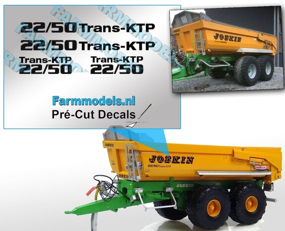 1x JOSKIN ZWART 22/50 Trans-KTP stickers op Transparant Pr&eacute;-Cut Decals 1:32 Farmmodels.nl 