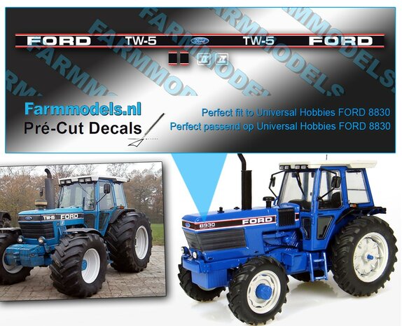 1x FORD FORD TW-5 MARK II stickers op Transparant Pr&eacute;-Cut Decals 1:32 Farmmodels.nl 