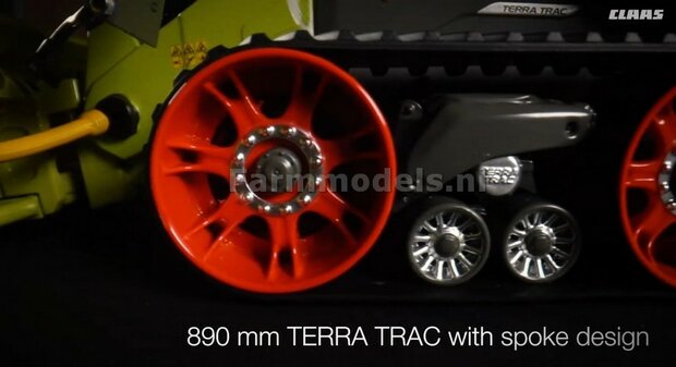 25mm x 91mm: Extra brede Terra Trac rupsen met spaak design afkomstig van de Claas Lexion MargeModels 1:32   