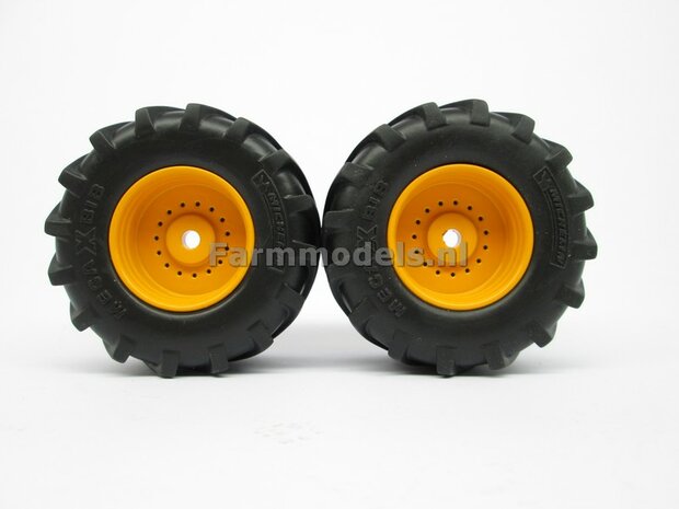 2x Brede Michelin 1050 lagedruk band Groot oprek &Oslash; 61.5 mm + Alu. velg t.b.v. MarGe models Vredo VT 7028  1:32            