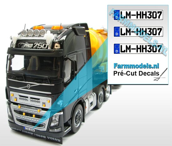 LM-HH307  3x DE Kennzeichenaufkleber Pr&eacute;-Cut Decals 1:32 Farmmodels.nl