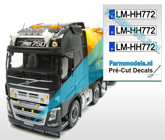 LMHH772  3x DE Kennzeichenaufkleber Pr&eacute;-Cut Decals 1:32 Farmmodels.nl