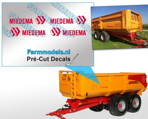 MIEDEMA stickers logo oude stijl  op transparante folie Pr&eacute;-Cut Decals 1:32 Farmmodels.nl 