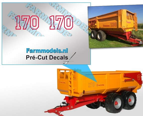 MIEDEMA stickers TYPE 170  aanduiding oude stijl  op transparante folie Pr&eacute;-Cut Decals 1:32 Farmmodels.nl 