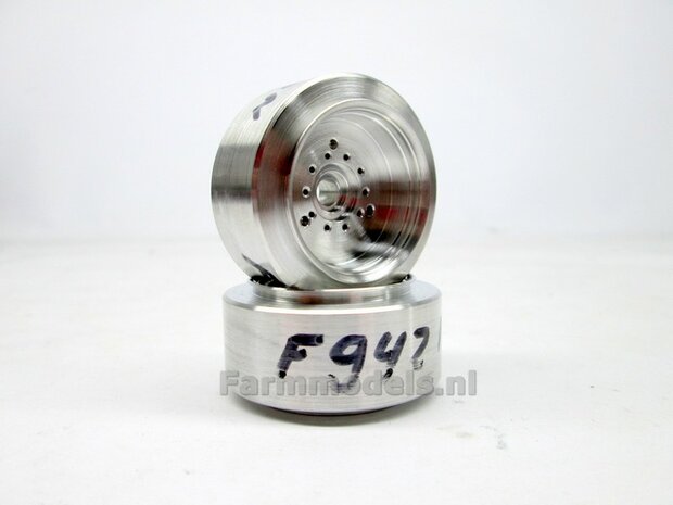 Aluminium Vooras velgen ZONDER MF banden &Oslash; 30.24 x 20.2 mm, VOORBEREIDING VOOR MOLCON MONTAGE, geschikt voor de Wiking Fendt 942 (Massieve Aluminium velgen) 1:32  